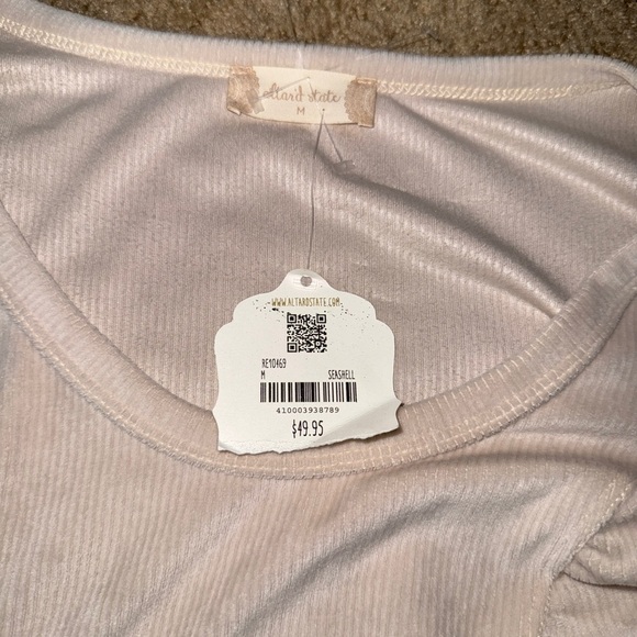 Altar'd State Tan and Cream Fitted Crop Blouse - Picture 3 of 6